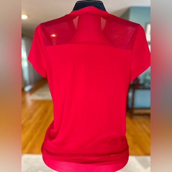Sheer bodice, red slinky blouse from Adele & May, large. - Picture 8 of 14